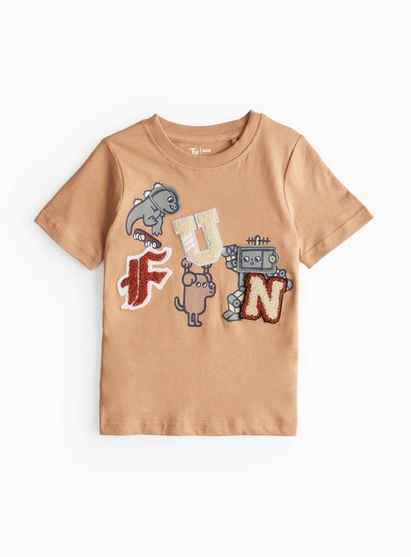 Brown Fun Dino Hero T-Shirt 1-2 years